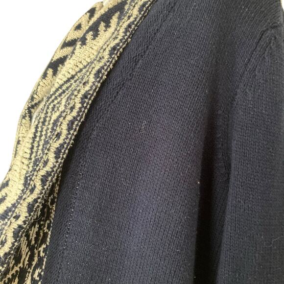 Ralph Lauren Blue White Geometric Tribal Open Front Knit Cardigan Size Small - Picture 8 of 16